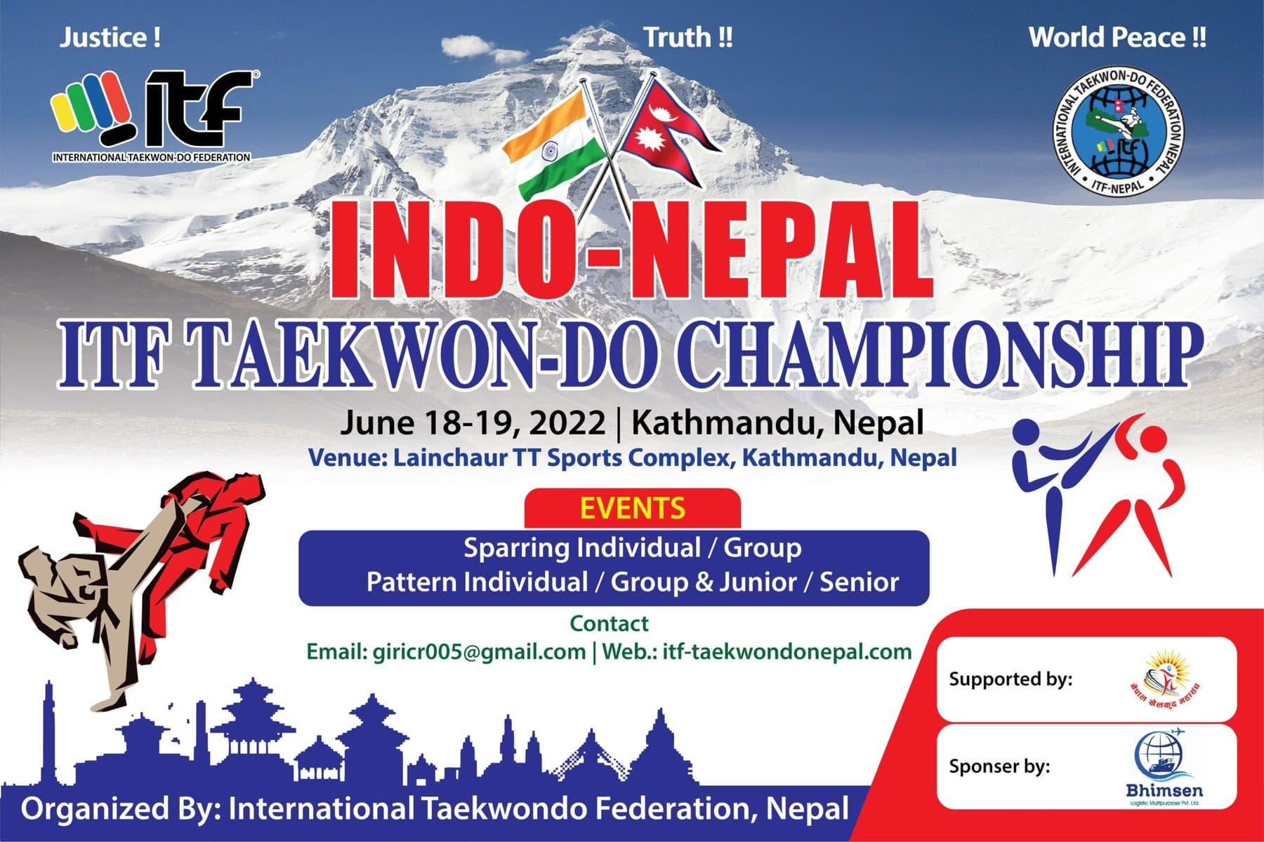 Poster for the Indo-Nepal ITF Taekwon-Do Championship 2022
