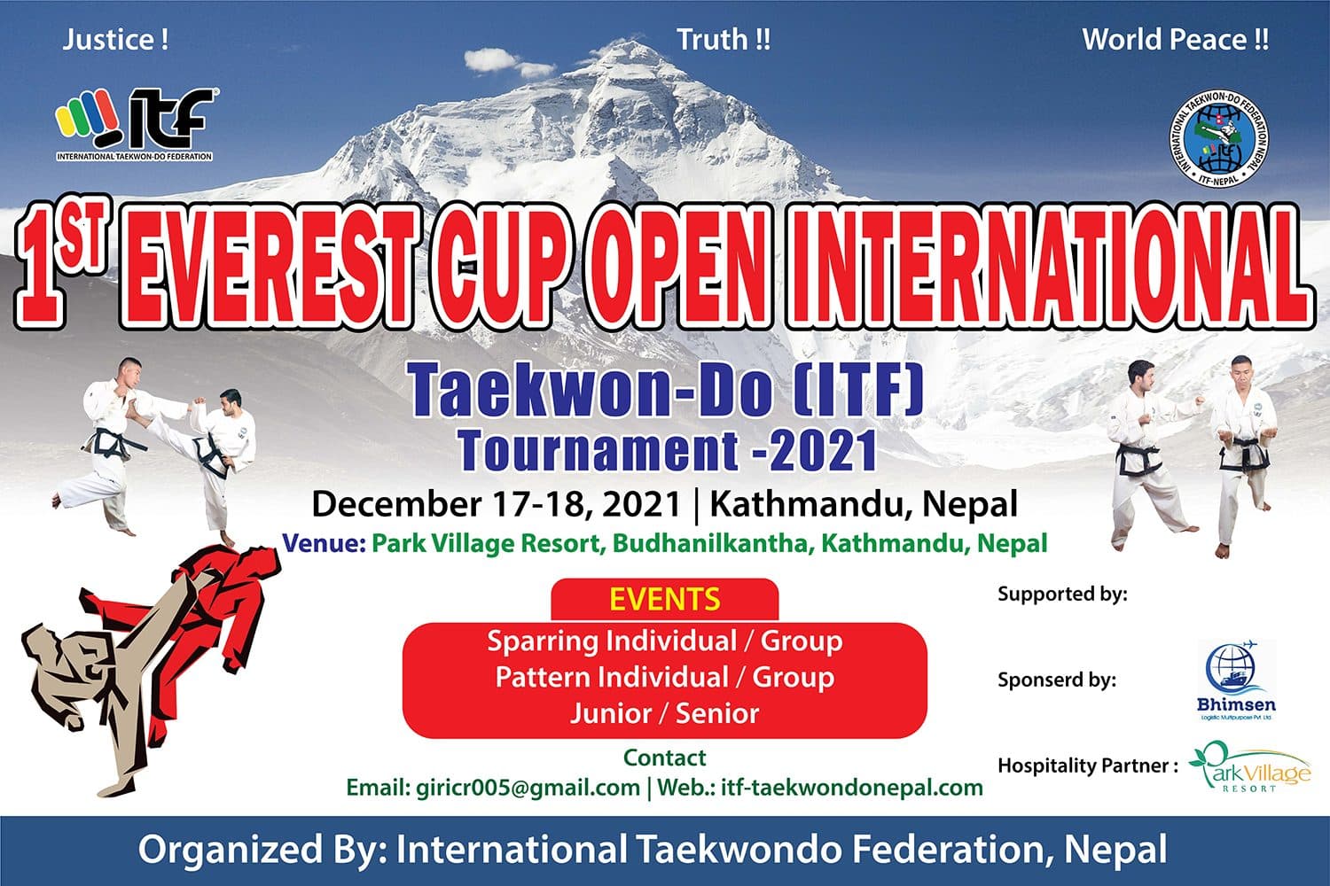 Poster for the 1st Everest Cup Open International Taekwon-Do Tournament 2021
